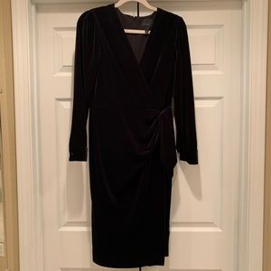 Alex Marie Black Velvet Midi Dress Size 6